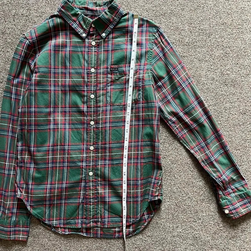 Ralph Lauren Green Plaid Button Down Long Sleeve Shirt Custom Fit Boys L (14-16)